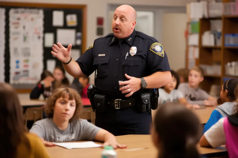 Police Officer Talking to Students About Safety